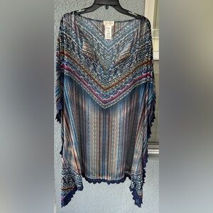 Jessica Simpson Dolman Sleeves Aztec Tribal Pattern Boho Lightweight Top Size XL